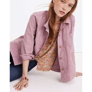 MADEWELL Mauve Purple Warren Jacket Button Up Oversized Crop Size Small
